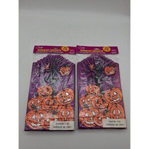 NOS Lot of 2 Halloween Luminaria Bags Pumpkins Spooky Tree Cut Out Face 24 Total